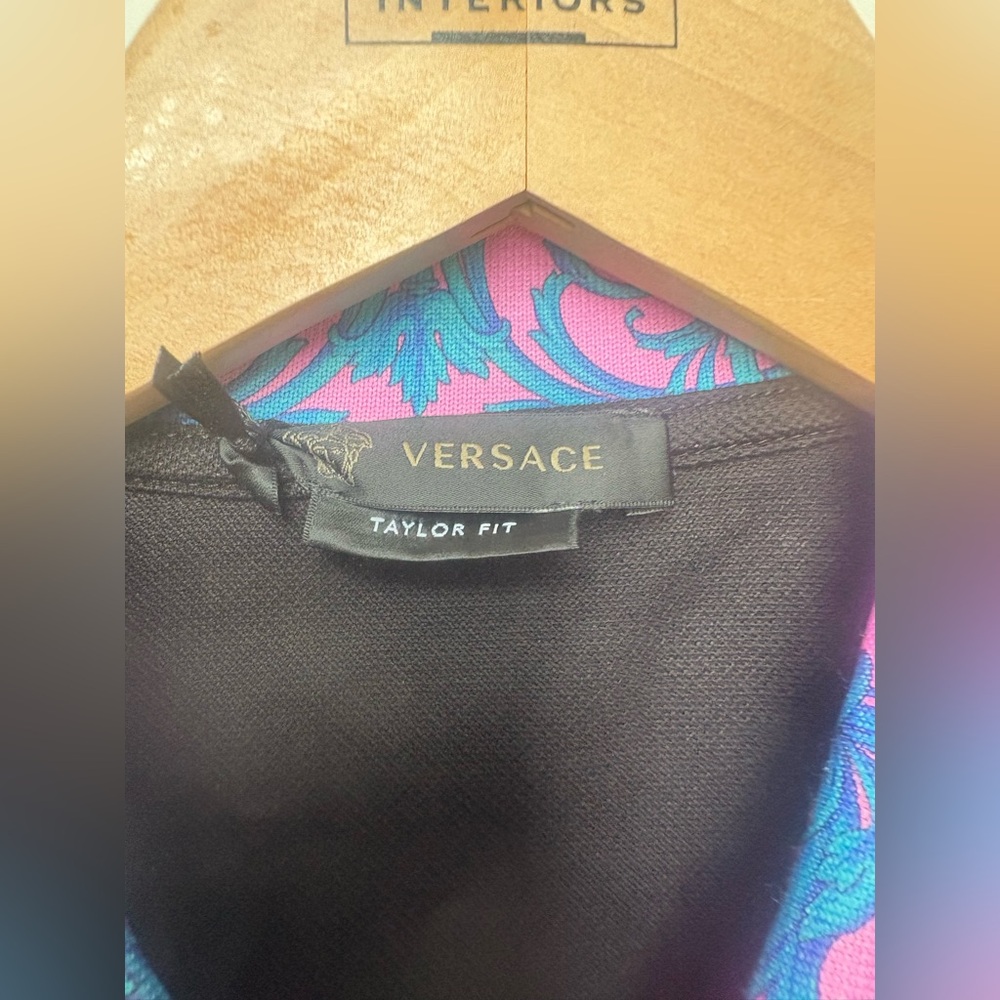 Authentic Versace Polo Shirt with Pink and Blue Accent Collar - Picture 3 of 8
